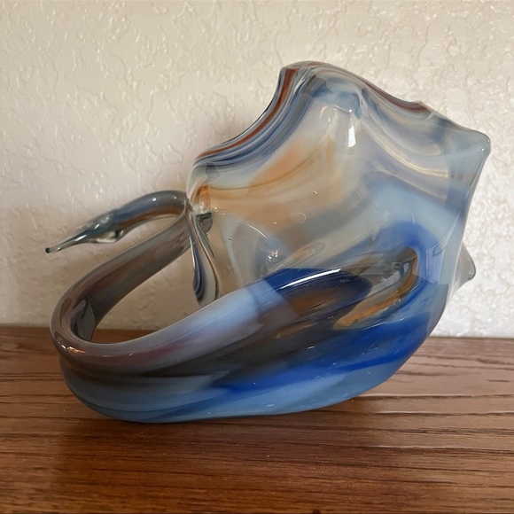Vintage Hand-blown Art Glass Swan Bowl/Planter - Picture 6 of 11